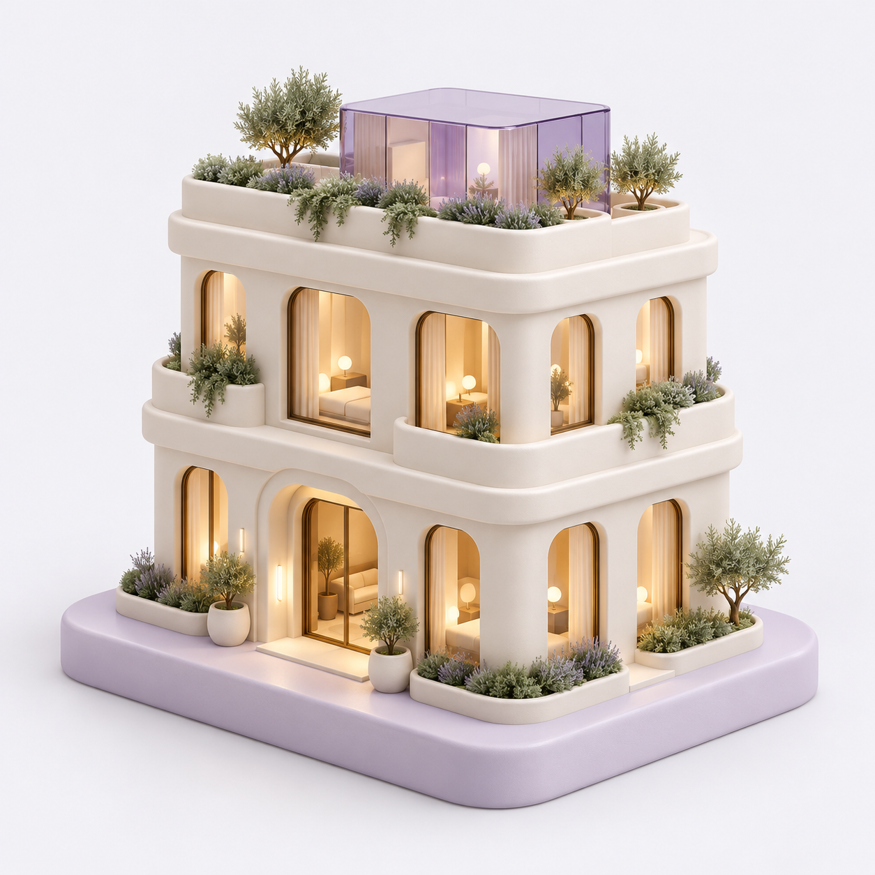 Isometric 3D boutique hotel